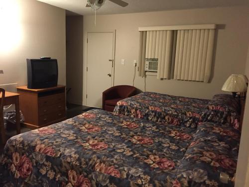 Cette chambre comprend deux lits et une télévision. dans l'établissement Hotel Motel Arnold, à Woburn