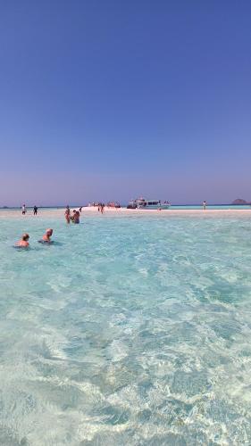 a group of people in the water on a beach at Komodo Village Tour & Homestay in Komodo