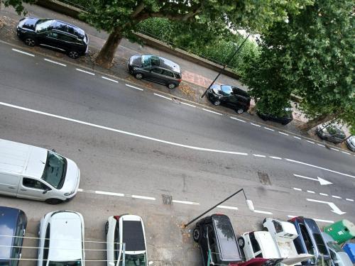 an aerial view of cars parked in a parking lot at Casa Stella in Savona