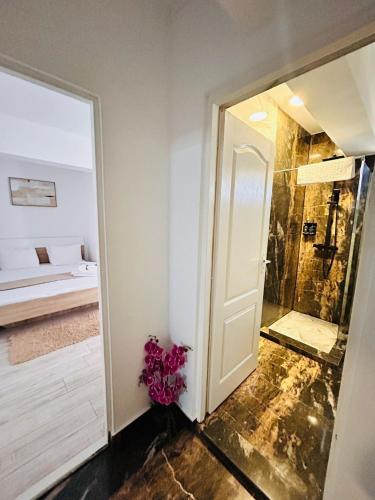 a room with a door leading to a bedroom at Casa Irina 2Mai in 2 Mai