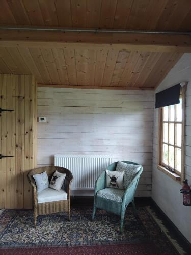 two chairs and a radiator in a room at Robin Hood Inn in Wall Houses
