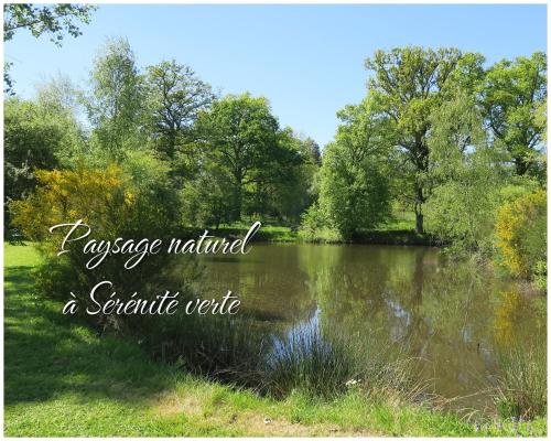 a lake in a park with the words passage maintained a scientific write at Sérénité Verte à La Tuilerie Accommodation in La Bazeuge