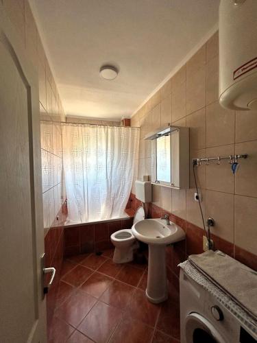 a small bathroom with a toilet and a sink at Tivat Apartmani in Mrčevac