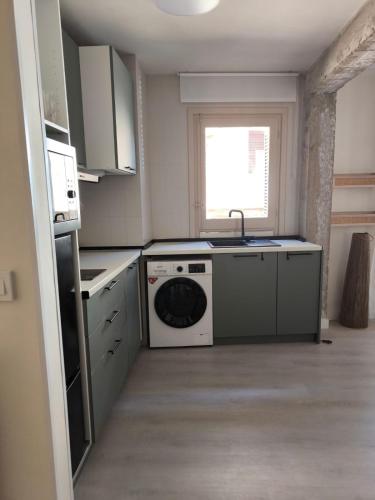 a kitchen with a washer and a sink and a dishwasher at Apartamentos Crispin Samantha in Corella