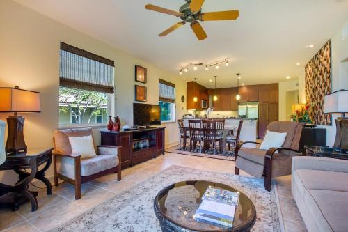 a living room with a couch and a table at Castle Hali'i Kai at Waikoloa in Waikoloa