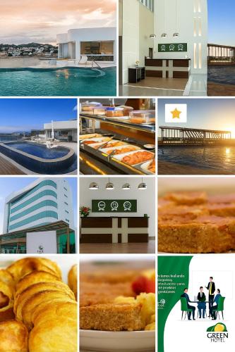 a collage of pictures of different types of food at Green Hotéis in Cabo Frio