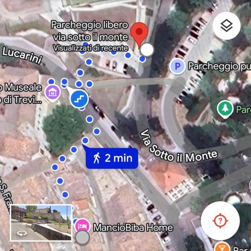 a map of a street with buildings and attractions at MancioBiba Home in Trevi
