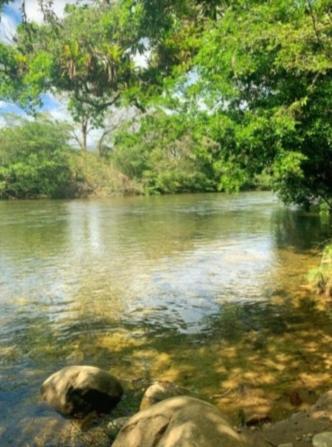 a body of water with trees in the background at Hostal Río Escondido Santa Fe in Santa Fé