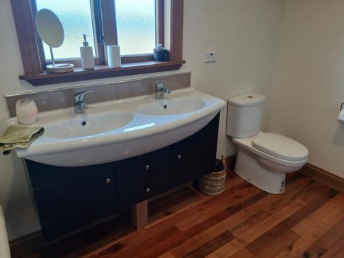 a bathroom with a sink and a toilet at Torokiki bach in Springfield