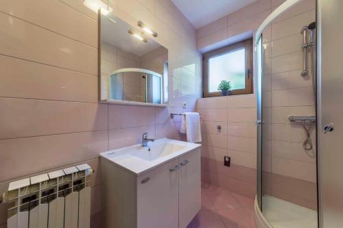 ラバックにあるApartment Rabac 25の洗面台とシャワー付きのバスルーム