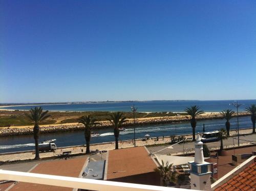a view of a body of water with palm trees at Casas da Barroca in Lagos