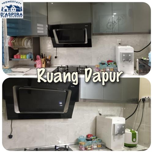 a kitchen with a microwave and a coffee maker at Homestay D'Aspira, Port Dickon in Port Dickson