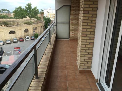 a balcony of a building with a view of a street at Apartamento Turístico Obispo36 en Orihuela ciudad in Orihuela