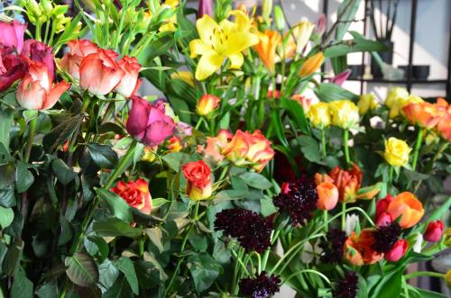 a bunch of different colored flowers in a bouquet at Stadthotel Gürtler in Amstetten