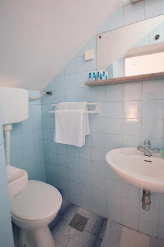 a bathroom with a toilet and a sink at Apartments-Room Srijemsi in Mlini