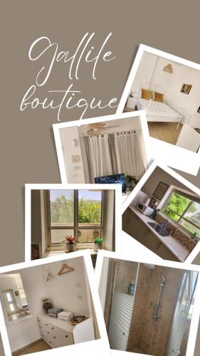 a collage of pictures of a kitchen and a living room at בוטיק גלילי - Galilee Boutique in Kefar Blum