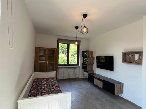 ベルガモにあるLa casa di Nina, vista sui colli di Bergamo Golfのリビングルーム(ソファ付)