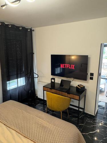 TV a/nebo společenská místnost v ubytování Garden Suite Toulouse