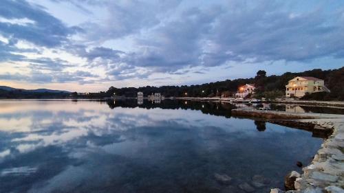 a large body of water with a cloudy sky at Apartments Grbac Veli Rat-Seaside in Veli Rat