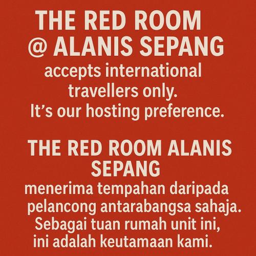 a sign that reads the red room of alamsagusagusagusagusagusagus at The Red Room Alanis Residence in Sepang