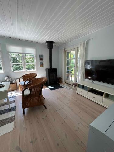 Televisyen dan/atau pusat hiburan di Idyllic Cottage On North Langeland