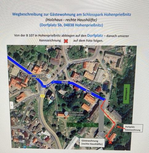 a map of the construction of a freeway at Gästewohnung am Schlosspark Hohenprießnitz in Hohenprießnitz