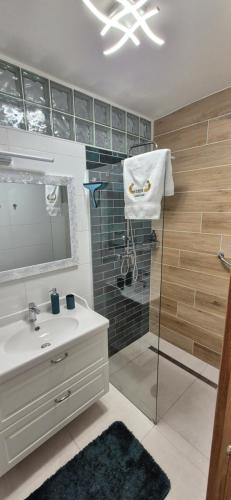 Koupelna v ubytování Zeus apartmán