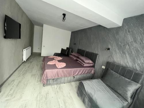 a bedroom with a bed and a couch in it at Ama29 in Constanţa