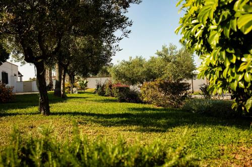 a green yard with trees and grass and bushes at Borgo Mulino a Vento - Resort in Uggiano la Chiesa