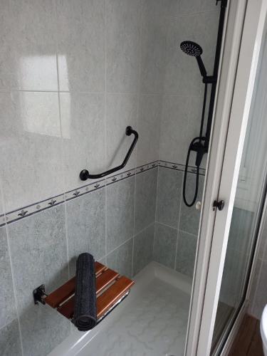 a shower in a bathroom with a shower at Apartamentos Rovi in A Coruña
