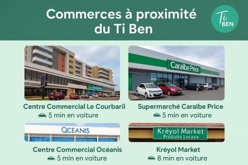a collage of pictures of a car dealership at Ti Ben - Jacuzzi Privatif Jardin Tropical - Le Robert in Le Robert