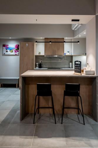 Dapur atau dapur kecil di Shiny Santorini Apartment