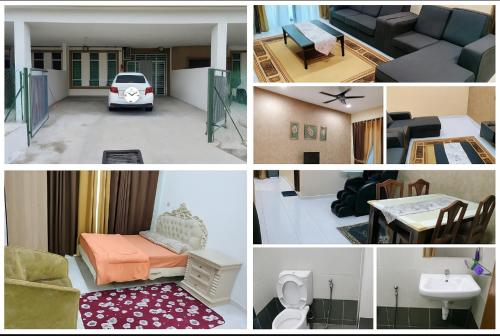 a collage of photos of a living room and a house at Zue Homestay Cherating in Kuantan