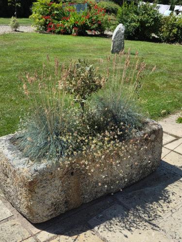 a large stone planter with plants in a park at Brookvale in Wellingtonbridge