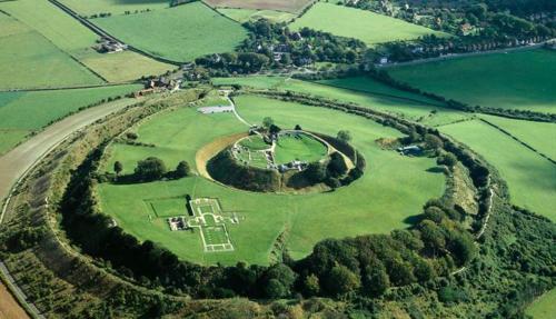 an aerial view of a house in a field at Holiday Inn Salisbury - Stonehenge by IHG in Salisbury