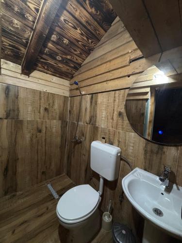 a bathroom with a toilet and a sink at Guest house Stanet 1Maj in Tetovo