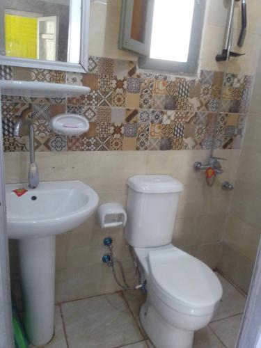 a bathroom with a toilet and a sink at شقة بغرفة ثلاثية in Alexandria