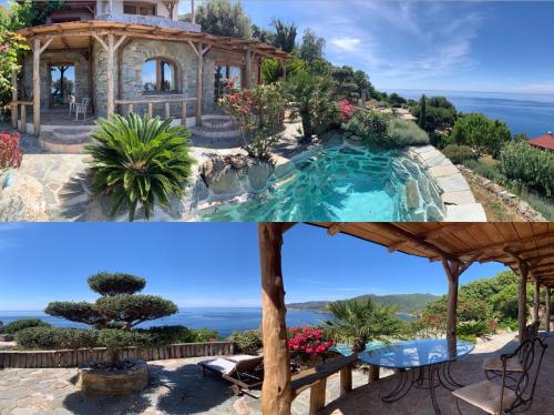 une villa avec piscine et une maison dans l'établissement Maison de charme avec piscine et jacuzzi, à Pino