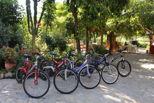eine Gruppe von Fahrrädern, die nebeneinander geparkt sind in der Unterkunft Nirvana Hotel in Göcek