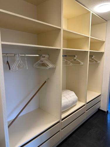 a walk in closet with white shelves at Home in Attnang-Puchheim