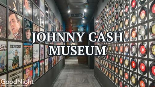 a hallway in a movie museum with the words johnny cash museum at The Saddlery - The Vault - 2 Min Walk to Broadway in Nashville