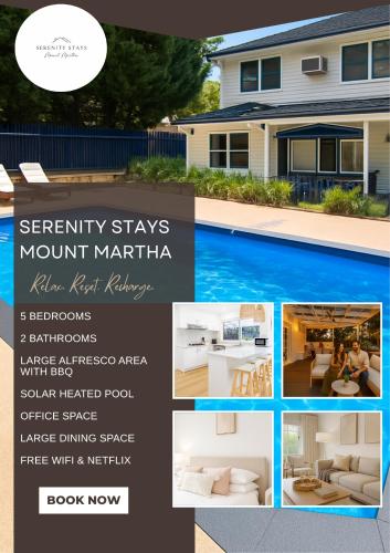 a collage of pictures of a house at SERENITY STAYS Mount Martha Mornington Peninsula in Mount Martha