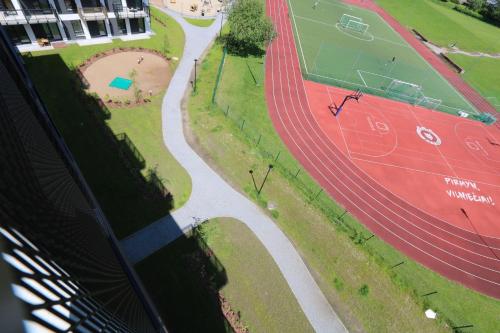 an overhead view of a race track with a race track at Flat for 2 or 1 with Free Parking and Fast Wi-Fi in Vilnius