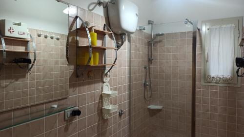 a bathroom with a shower and a shower at Casa Glicine in Agrustos