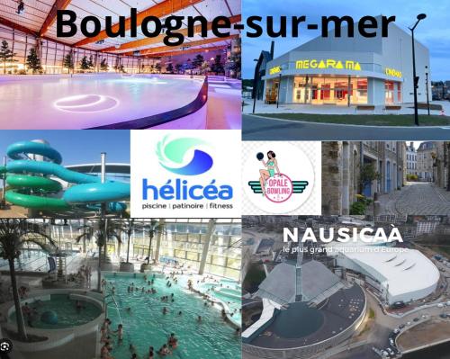 a collage of pictures of a water park at L'Horizon de la Côte d'Opale in Hesdin-lʼAbbé