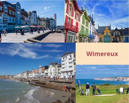 a collage of photos with people walking on the beach at L'Horizon de la Côte d'Opale in Hesdin-lʼAbbé