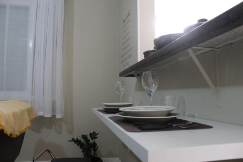 Dapur atau dapur kecil di Apt perto Shopping Iguatemi com garagem