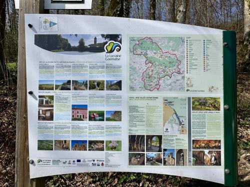 a sign with a map of the world at Les Forges dOrval in Abbaye dʼOrval