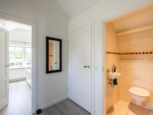 a bathroom with a toilet and a sink at De Steeneik in Oostdorp