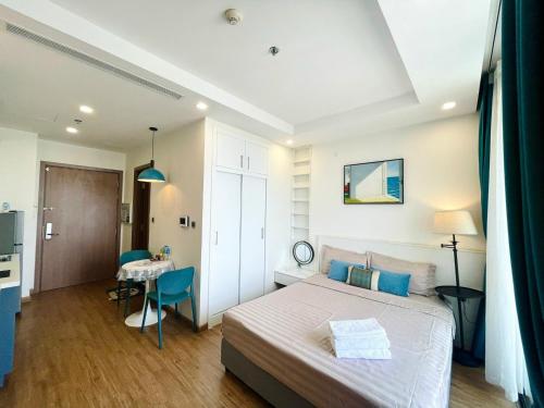 Great Studio Apt Near Marriott Hotel And Vincom Mall房間的床